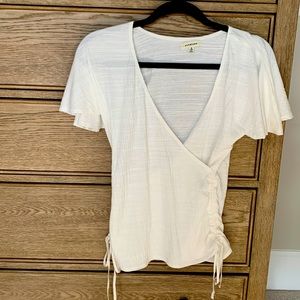 NWOT Max Studio V Neck Ruched Top